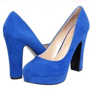 NEW! Nine West "Drought" Blue Suede Platform Pump